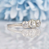 Ellibelle Jewellery Art Deco Old European Cut Diamond Three-Stone Platinum Ring (0.90cts)