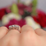 Ellibelle Jewellery Art Deco Old European Cut Diamond Three-Stone Platinum Ring (0.90cts)