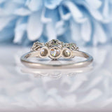 Ellibelle Jewellery Art Deco Old European Cut Diamond Three-Stone Platinum Ring (0.90cts)