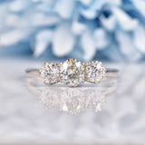 Ellibelle Jewellery Art Deco Old European Cut Diamond Three-Stone Platinum Ring (0.90cts)