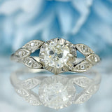 Ellibelle Jewellery Art Deco Old Mine Cut Diamond Platinum Engagement Ring (0.73cts)