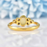 Ellibelle Jewellery Art Deco Opal & Diamond 18ct Gold Bezel Set Ring