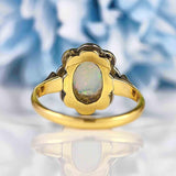 Ellibelle Jewellery Art Deco Opal & Diamond 18ct Gold Platinum Daisy Cluster Ring