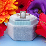 Ellibelle Jewellery Art Deco Opal & Diamond 18ct Gold Platinum Ring