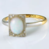 Ellibelle Jewellery Art Deco Opal & Diamond 18ct Gold Platinum Ring