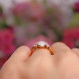 Ellibelle Jewellery Art Deco Opal & Diamond 18ct Gold Platinum Three-Stone Ring