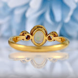 Ellibelle Jewellery Art Deco Opal & Diamond 18ct Gold Platinum Three-Stone Ring