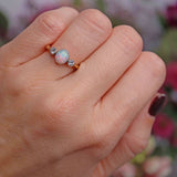 Ellibelle Jewellery Art Deco Opal & Diamond 18ct Gold Platinum Three-Stone Ring