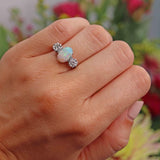 Ellibelle Jewellery Art Deco Opal & Diamond 18ct Gold Three-Stone Trilogy Ring
