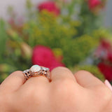 Ellibelle Jewellery Art Deco Opal & Diamond 18ct Gold Three-Stone Trilogy Ring