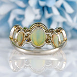 Ellibelle Jewellery Art Deco Opal & Diamond 18ct White Gold Platinum Ring