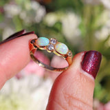 Ellibelle Jewellery Art Deco Opal & Old-Cut Diamond 18ct Gold Bezel Ring