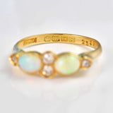 Ellibelle Jewellery Art Deco Opal & Old-Cut Diamond 18ct Gold Bezel Ring