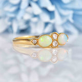Ellibelle Jewellery Art Deco Opal & Old-Cut Diamond 18ct Gold Bezel Ring