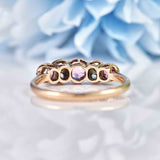 Ellibelle Jewellery Art Deco Pink Tourmaline & Diamond Rose Gold Bezel Ring