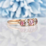 Ellibelle Jewellery Art Deco Pink Tourmaline & Diamond Rose Gold Bezel Ring