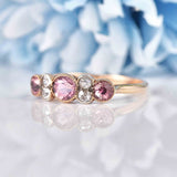 Ellibelle Jewellery Art Deco Pink Tourmaline & Diamond Rose Gold Bezel Ring