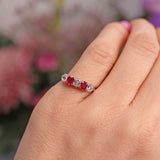 Ellibelle Jewellery Art Deco Ruby & Diamond Platinum Five-Stone Ring