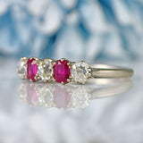 Ellibelle Jewellery Art Deco Ruby & Diamond Platinum Five-Stone Ring