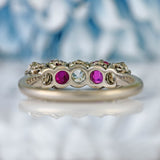 Ellibelle Jewellery Art Deco Ruby & Diamond Platinum Five-Stone Ring