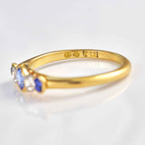 Ellibelle Jewellery Art Deco Sapphire & Diamond 18ct Gold Five-Stone Bezel Ring