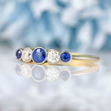 Ellibelle Jewellery Art Deco Sapphire & Diamond 18ct Gold Five-Stone Ring