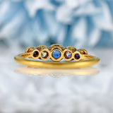 Ellibelle Jewellery Art Deco Sapphire & Diamond 18ct Gold Five-Stone Ring