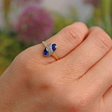 Ellibelle Jewellery Art Deco Sapphire & Diamond 18ct Gold Oval Plaque Ring