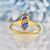 Ellibelle Jewellery Art Deco Sapphire & Diamond 18ct Gold Oval Plaque Ring
