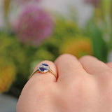 Ellibelle Jewellery Art Deco Sapphire & Diamond 18ct Gold Oval Plaque Ring