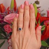 Ellibelle Jewellery Art Deco Sapphire & Diamond 18ct Gold Platinum Cluster Engagement Ring