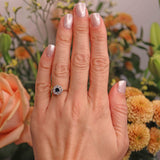 Ellibelle Jewellery Art Deco Sapphire & Diamond 18ct Gold Platinum Cluster Ring