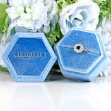 Ellibelle Jewellery Art Deco Sapphire & Diamond 18ct Gold Platinum Cluster Ring
