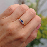 Ellibelle Jewellery Art Deco Sapphire & Diamond 18ct Gold Platinum Three-Stone Ring