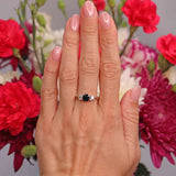 Ellibelle Jewellery Art Deco Sapphire & Diamond 18ct Gold Platinum Three-Stone Trilogy Ring