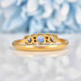 Ellibelle Jewellery Art Deco Sapphire & Diamond 18ct Gold Seven-Stone Ring