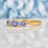 Ellibelle Jewellery Art Deco Sapphire & Diamond 18ct Gold Seven-Stone Ring
