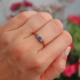Ellibelle Jewellery Art Deco Sapphire & Diamond 18ct Gold Seven-Stone Ring