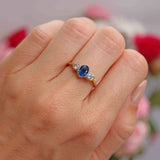 Ellibelle Jewellery Art Deco Sapphire & Diamond 18ct Gold Three-Stone Bezel-Set Ring