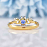 Ellibelle Jewellery Art Deco Sapphire & Diamond 18ct Gold Three-Stone Engagement Ring