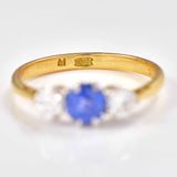 Ellibelle Jewellery Art Deco Sapphire & Diamond 18ct Gold Three-Stone Engagement Ring