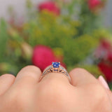 Ellibelle Jewellery Art Deco Sapphire & Diamond Platinum Ring