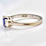 Ellibelle Jewellery Art Deco Sapphire & Diamond Platinum Three-Stone Engagement Ring Draft