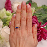 Ellibelle Jewellery Art Deco Sapphire & Diamond Platinum Three-Stone Engagement Ring Draft