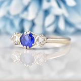 Ellibelle Jewellery Art Deco Sapphire & Diamond Platinum Three-Stone Engagement Ring Draft