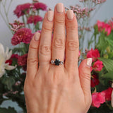 Ellibelle Jewellery Art Deco Sapphire & Old Cut Diamond 18ct Gold Trilogy Ring