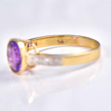 Ellibelle Jewellery Art Deco Style Amethyst & Diamond 9ct Gold Bezel Ring