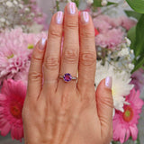 Ellibelle Jewellery Art Deco Style Amethyst & Diamond 9ct Gold Bezel Ring