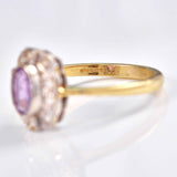 Ellibelle Jewellery Art Deco Style Amethyst & Diamond 9ct Gold Panel Ring