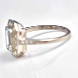 Ellibelle Jewellery Art Deco Style Aquamarine & Diamond Platinum Panel Ring